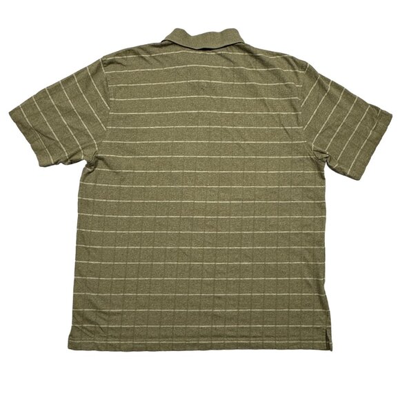 Van Heusen Striped Polo Shirt Mens Size L Green White Collared Short Sleeve - Picture 2 of 9